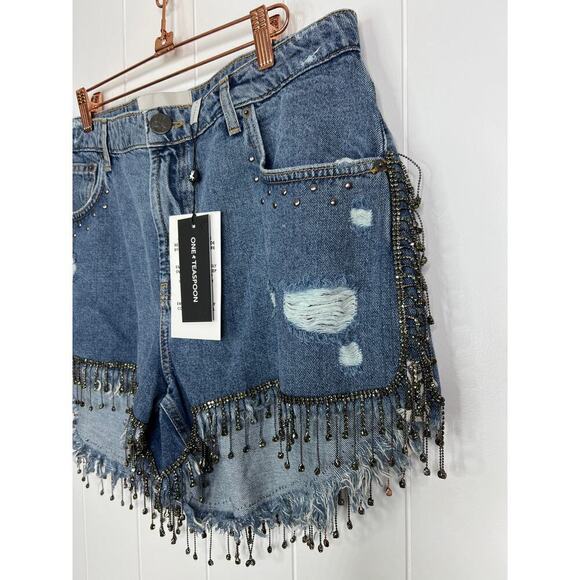 Anthropologie One Teaspoon Razzle Dazzle Truckers Mid Waist Relaxed Shorts NWT - Picture 5 of 12